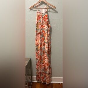 LOFT Orange and Gray Floral Dress
